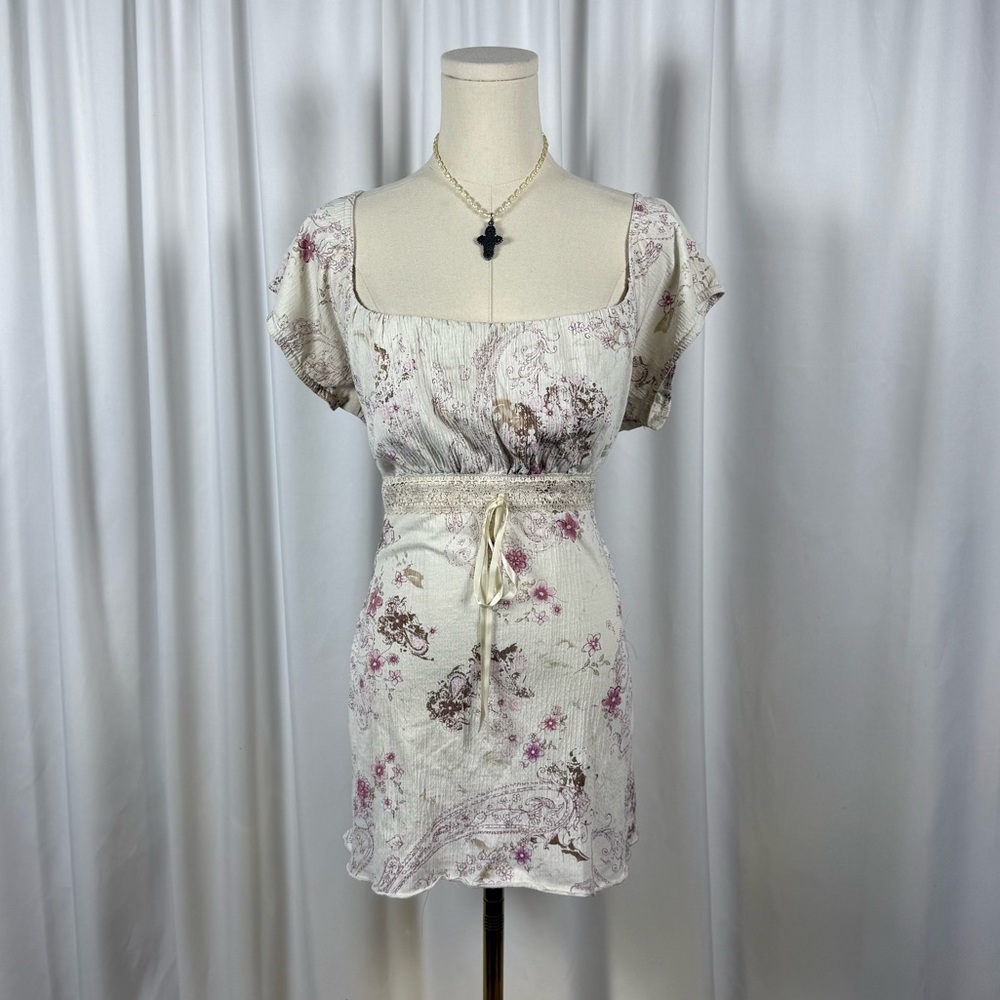 dressbarn Ivory Dress with Subtle Mauve Floral Print